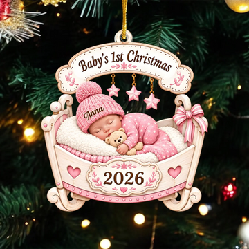 Babys First Christmas 2026 Personalized Acrylic Ornament Custom Name Newborn Keepsake Baby Boy Girl Christmas Gift Crib Ornament