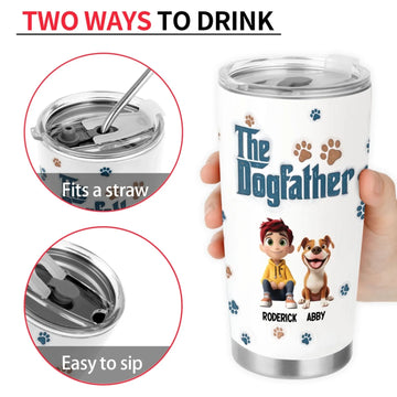 Dog Dad The Dogfather Lovely Chibi Personalized Tumbler Gift For Dog Dad Dad Lover Gift