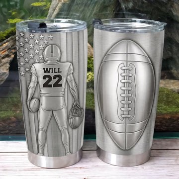 American Flag Football Is My Life Personalized Tumbler Gift For Football Lovers