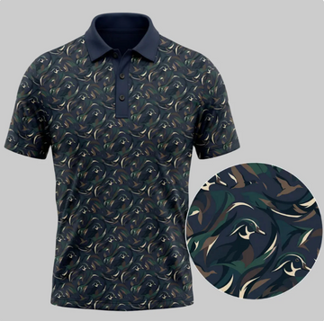 Duck Camo Golf Polo Shirt for Men ¨C Wood Duck Swirl Print, Gift for Hunters & Golfers