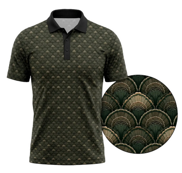 Turkey Feather Golf Polo Shirt for Men ¨C Turkey Fan Print, Gift for Hunters & Golfers