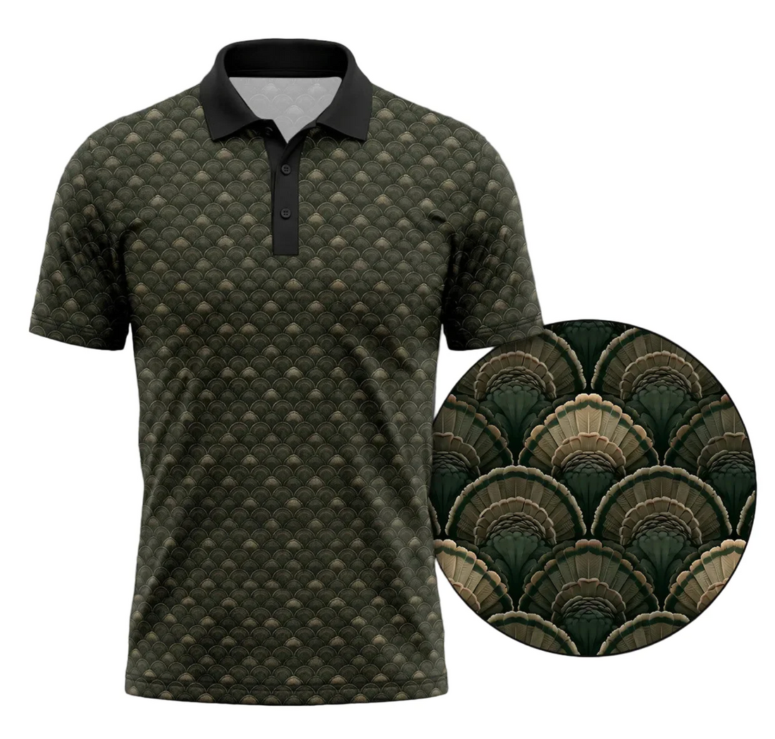 Wild Turkey Golf Polo Shirt for Men ¨C Brown Gobbler Print, Gift for Hunters & Golfers