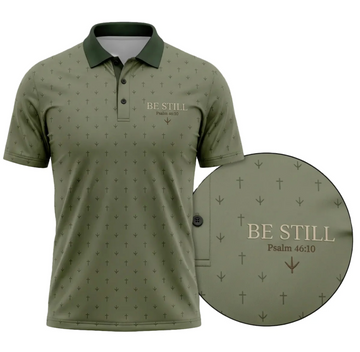 Be Still Psalm 46:10 Polo Shirt for Men ¨C Christian Turkey Hunting Faith Gift