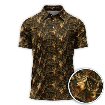 Deer Hunting Pattern Golf Polo Shirt for Men