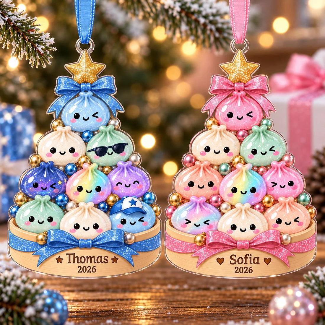 Personalized Squishy Ornament, Custom Name Christmas Ornament, Squishy Collector Gift for Kids, Cute Dumpling Ornament, Boy Girl Xmas Gift