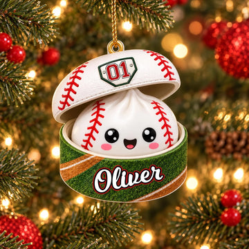 Personalized Sport Dumpling Ornament, Acrylic Squishy Style Christmas Ornament, Custom Name Ornament, Acrylic Soccer Baseball Ornament