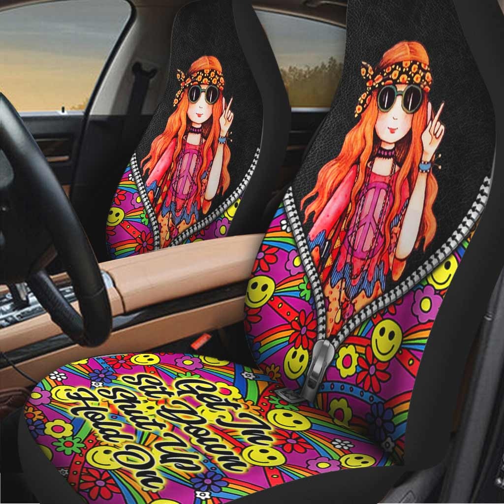 Car Seat Cover With Hippie Girl Get In Sit Down Shut Up Hold On, Hippie Seat Covers