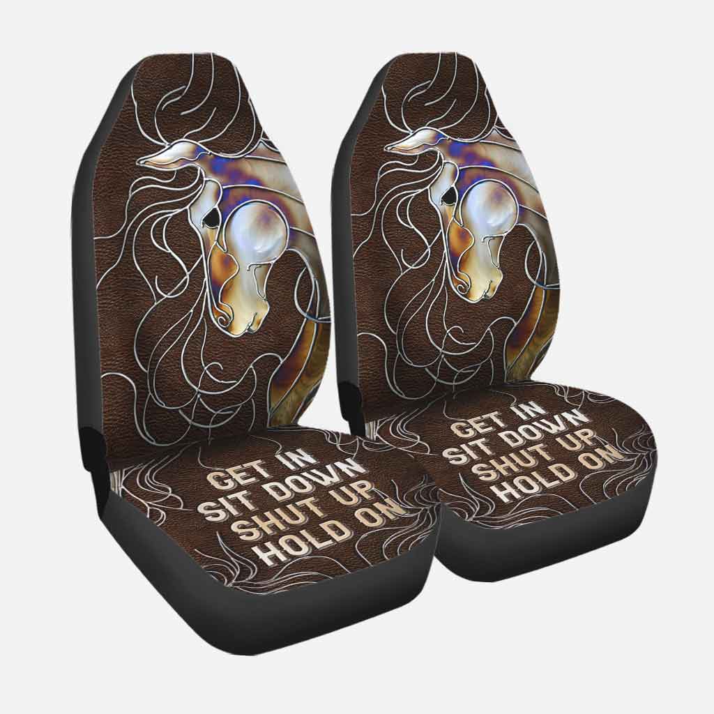 3D All Over Printed Front Car Seat Covers, Get In Sit Down Shut Up Hold On, Horse Seat Covers For Car