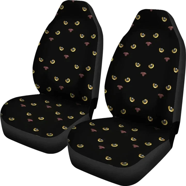 Black Cat Face Eyes Pattern Printed Car Seat Covers