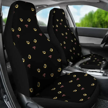 Black Cat Face Eyes Pattern Printed Car Seat Covers