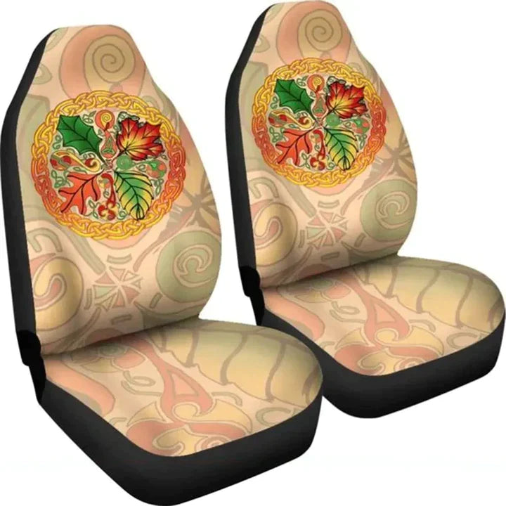 Celtic Autumn Taupe Background Printed Car Seat Covers