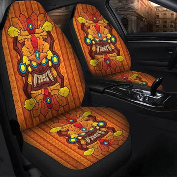 Hawaii Tiki Orange Pattern Printed Car Seat Covers