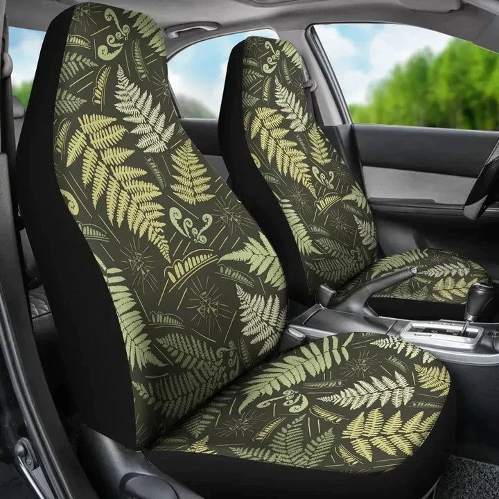 Fern Leave Green Jungle Pattern Printed Car Seat Covers