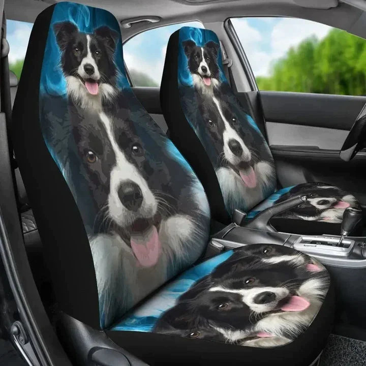 Border Collie Dog Blue Sky Printed Car Seat Covers