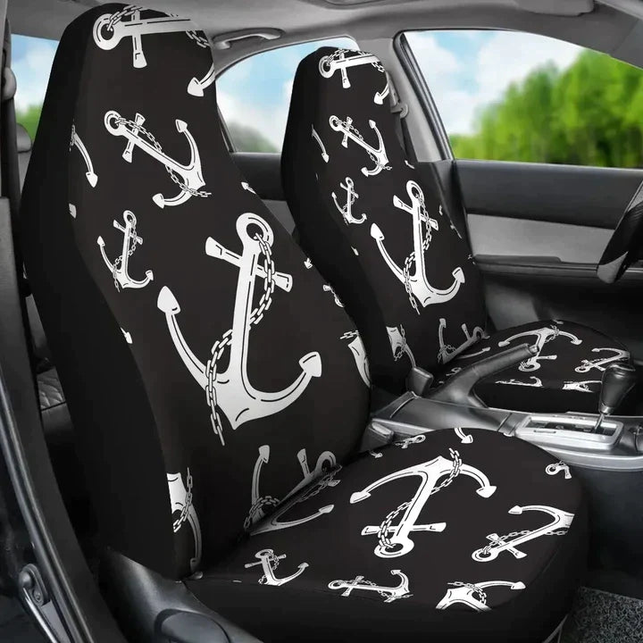 Anchor Black White Spots Pattern Printed Car Seat Covers