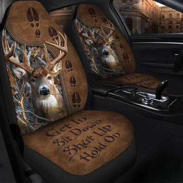 Deer Hold on Funny Car Seat Covers, Front Bucket Seat Cover For Car