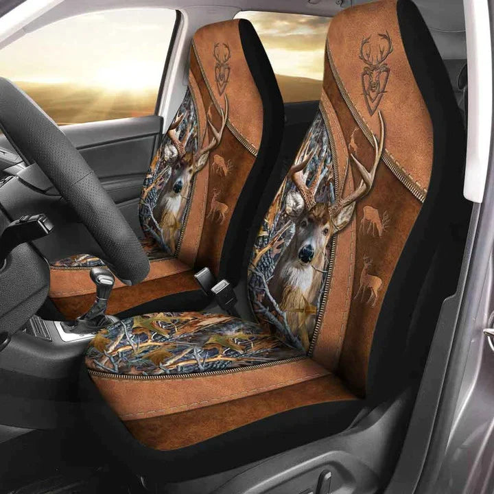 Deer Hunting Car Seat Cover, Front Bucket Seat Cover For Car