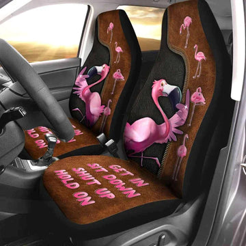 Get In Sit Down Flamingo Seat Cover Set, Front Bucket Seat Cover For Car