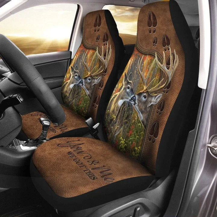 Deer Couple We Got This Car Seat Covers Set, Front Bucket Seat Cover For Car