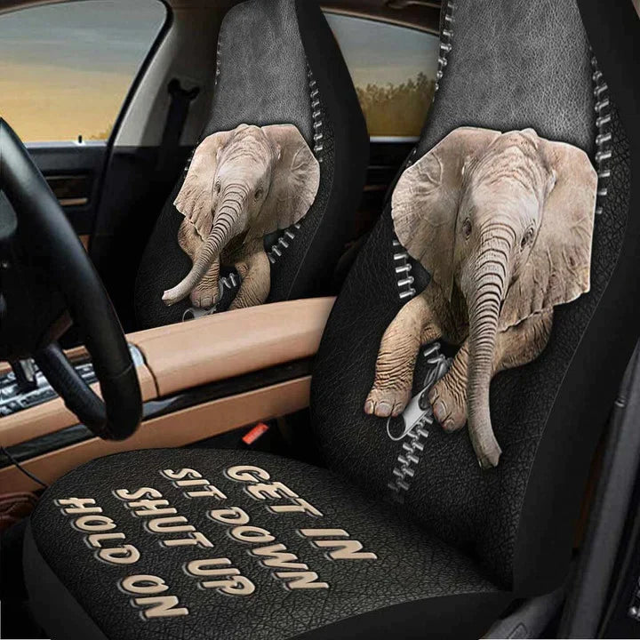 Elephant Zipper Hold on Funny Car Seat Covers