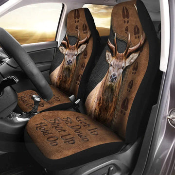 Deer Hold on Funny front Car Seat Covers