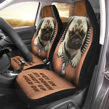 Pug Angry Hold on Funny Car Seat Covers