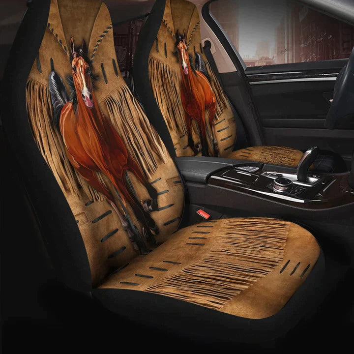 Western Horse Car Seat Cover Set, Front Bucket Seat Cover For Car, Gift for horse lovers