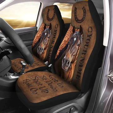 Love Horse Personalized Car Seat Cover Set, Front Bucket Seat Cover For Car