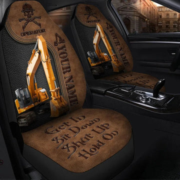 Personalized Name Excavator Car Seat Covers Excavating Machine Auto Seat Covers