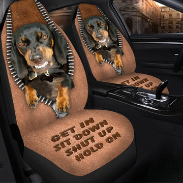 Dachshund Angry Hold on Funny Car Seat Covers Universal Fit