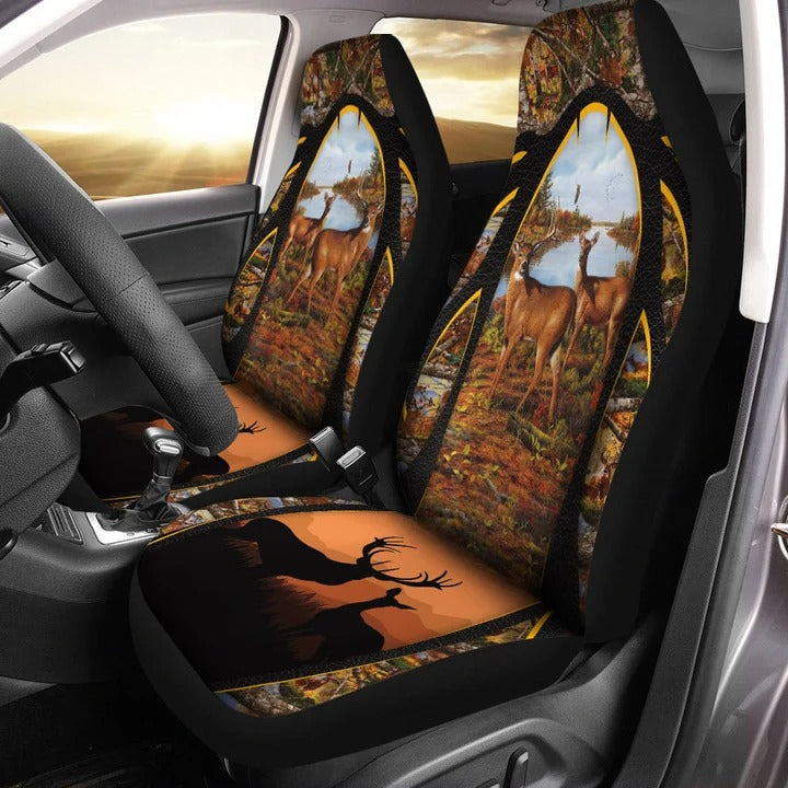 3D All Over Printed Love Deer Car Seat Protectors, Women Men Car Seat Cover