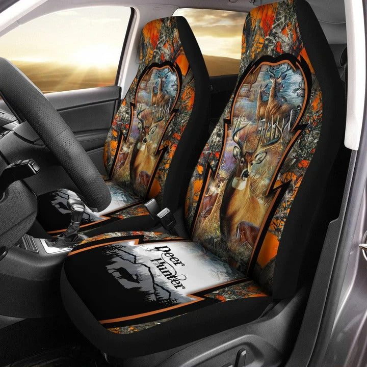 3D Full Printed Deer Hunting Seat Cover For Car, Deer Hunter Carseat Covers