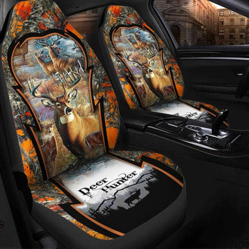 3D Full Printed Deer Hunting Seat Cover For Car, Deer Hunter Carseat Covers