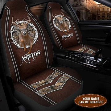 Customized Name Deer Throne Crown Front Car Seat Cover