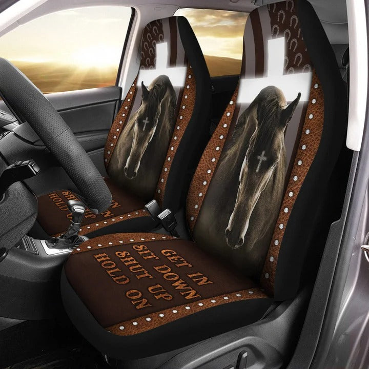 God And Horse Car Seat Cover, Get In Sit Down Hold On Seat Cover For Auto