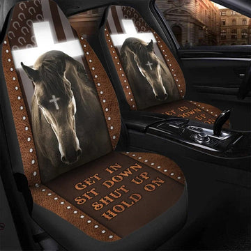 God And Horse Car Seat Cover, Get In Sit Down Hold On Seat Cover For Auto