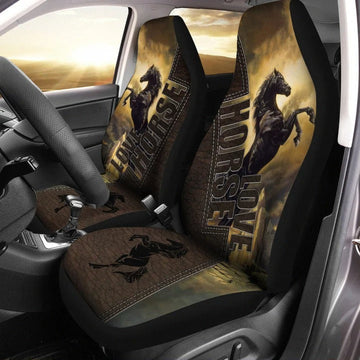 Love Black Horse 3D All Over Print On Front Car Seat Cover