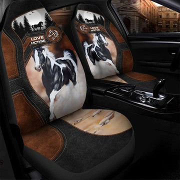 Love Black White Horse Car Seat Cover Universal Fit