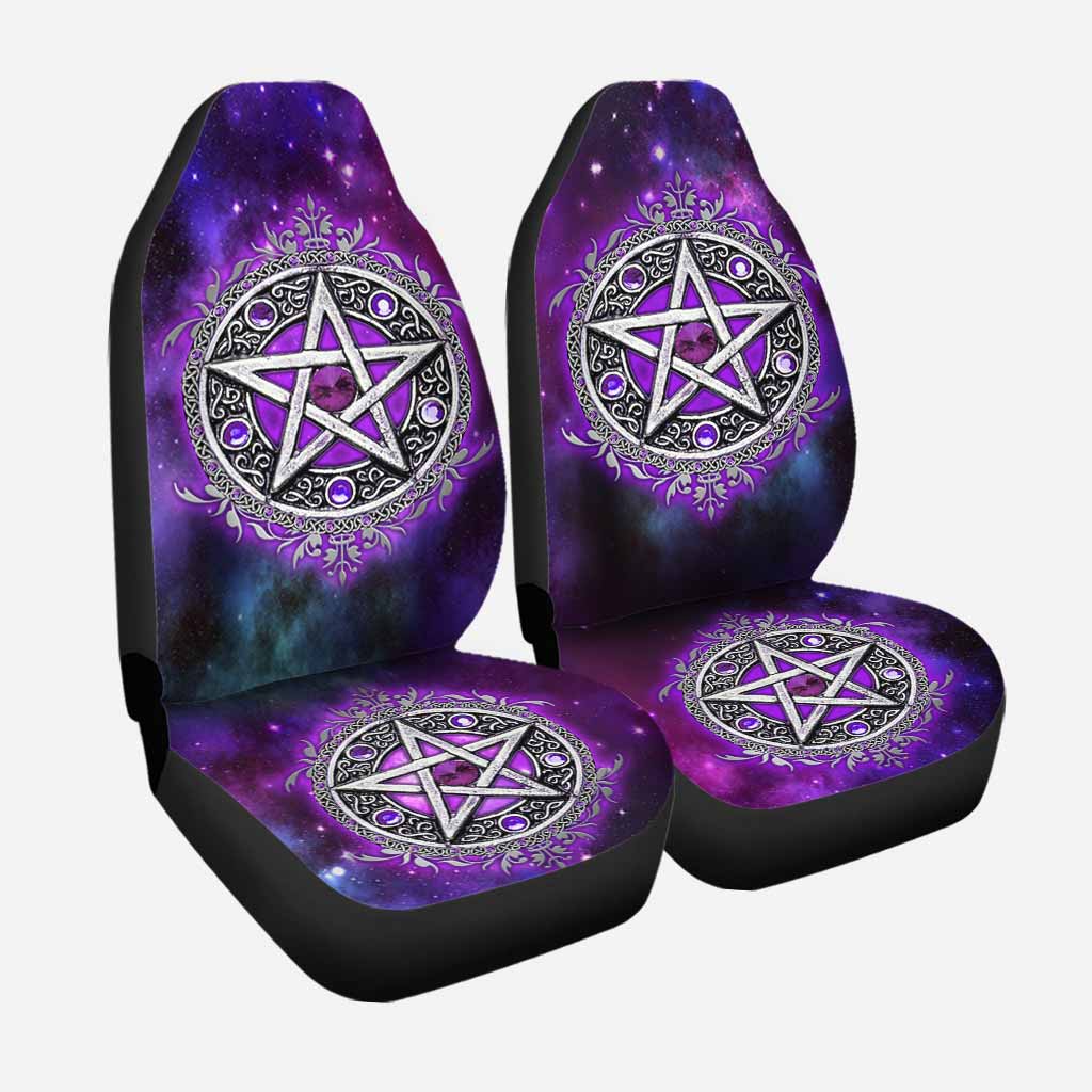 3D All Over Printed Purple Car Seat Cover, Witch Vibe Purple Pentagram Seat Covers Accessories For Car