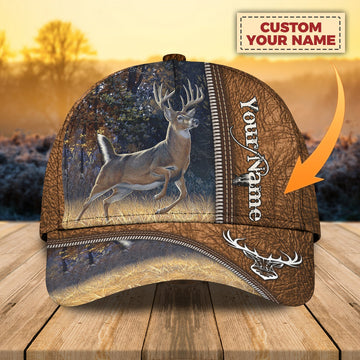 Personalized 3D All Over Printed Deer Hunting Cap Hat, Deer Hunting Baseball Cap, Hunting Cap Hat