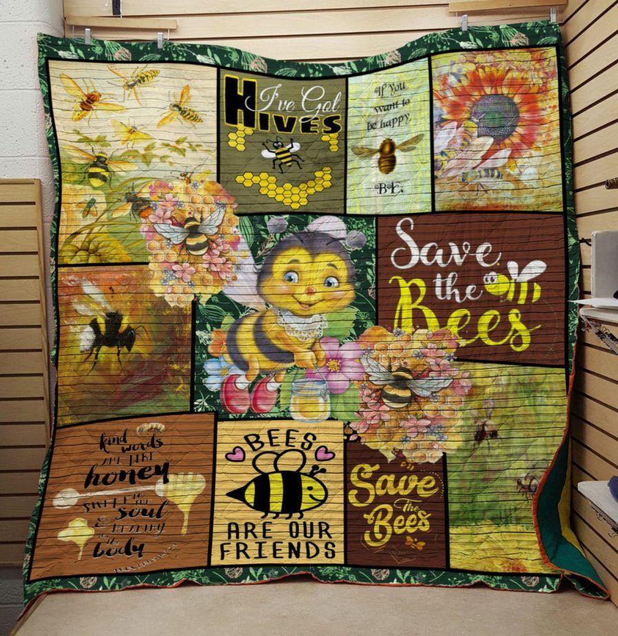 Bee Bees Are Our Friends Quilt Sherpa Fleece Blanket