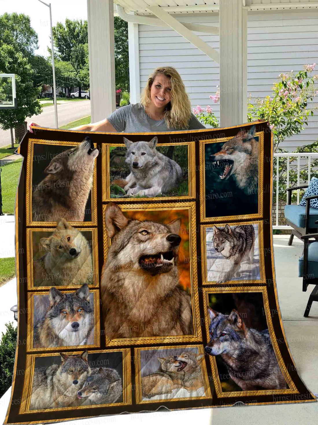 3D Wolf Quilt  Fleece Blanket Dhc