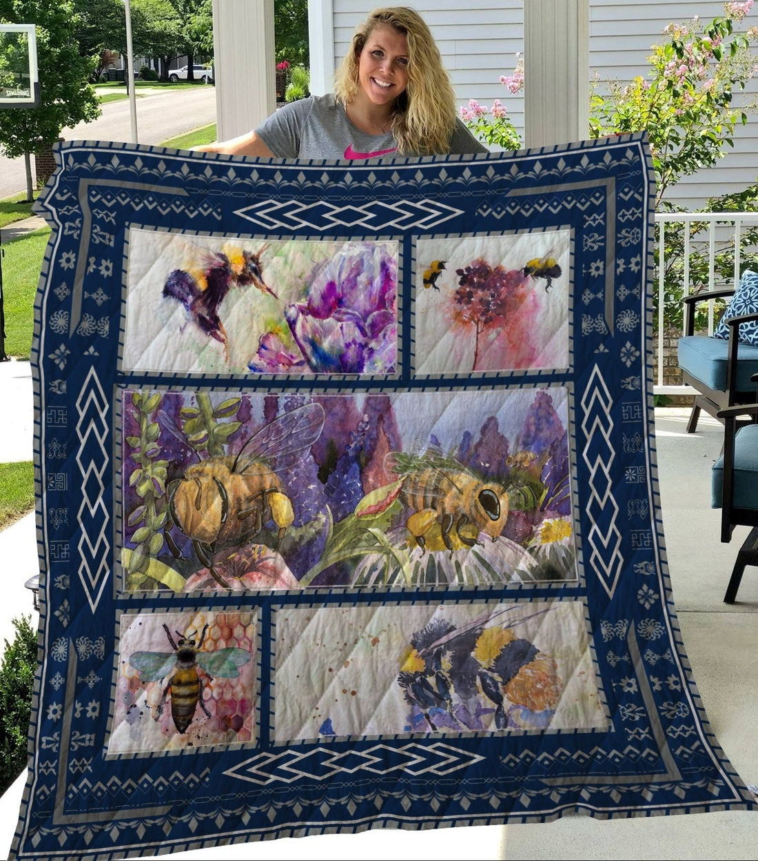 Bee Bees Are Our Friends Quilt Sherpa Fleece Blanket