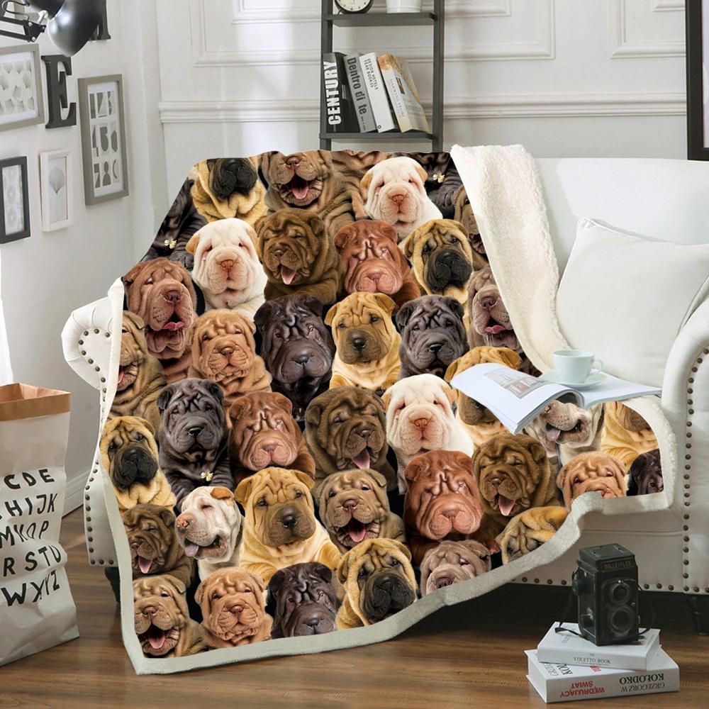 You Will Have A Bunch Of Shar Pei  Sherpa Fleece Blanket Quilt