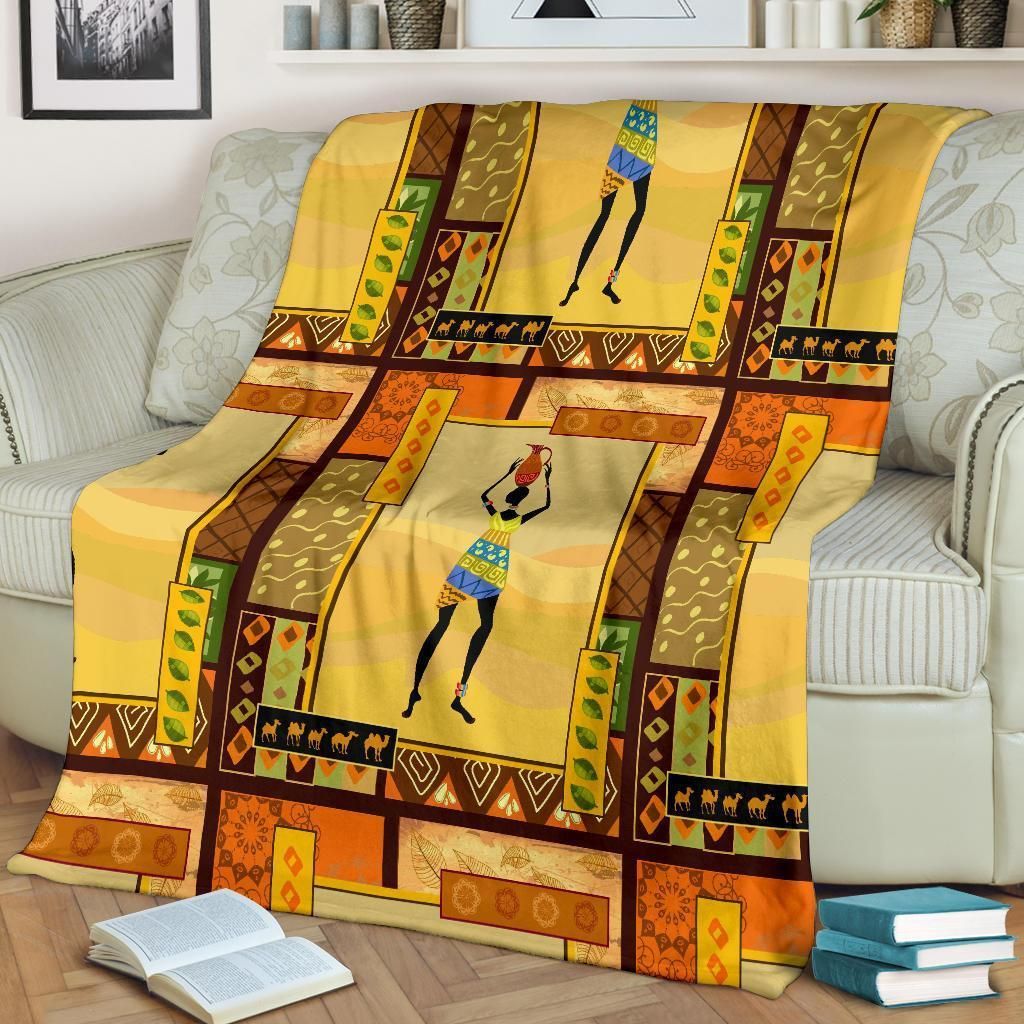 African Girl Tribal Life Design Fleece Blanket - 1
