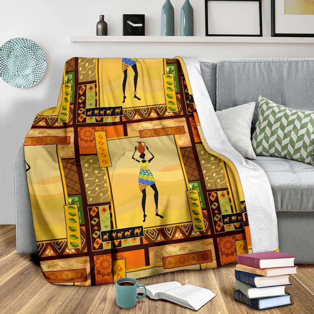 African Girl Tribal Life Design Fleece Blanket - 3