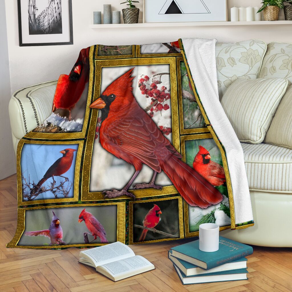 3D Red Cardinal Bird Birding Birds Lover Gifts Fleece Blanket - 2