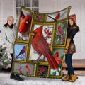 3D Red Cardinal Bird Birding Birds Lover Gifts Fleece Blanket - 6