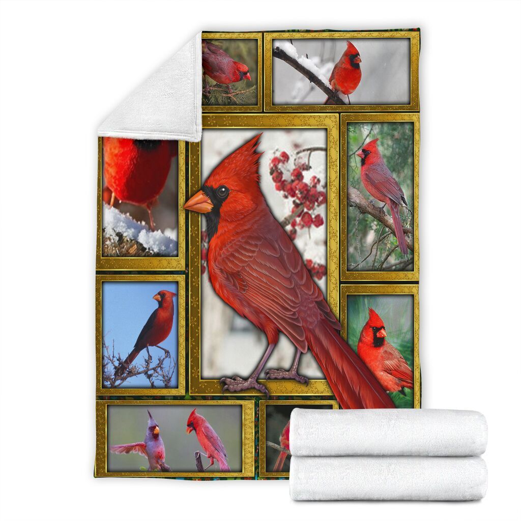 3D Red Cardinal Bird Birding Birds Lover Gifts Fleece Blanket - 7