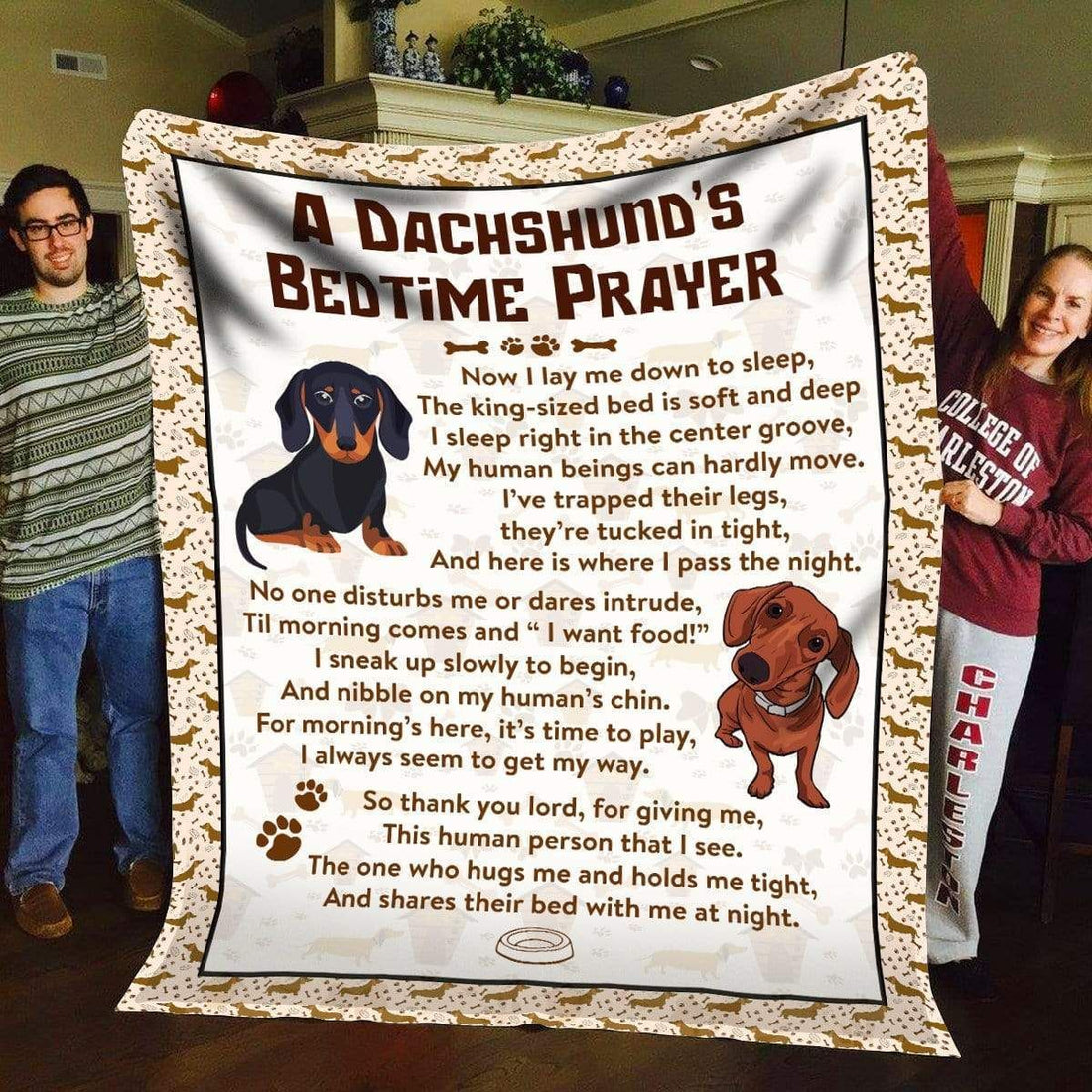 A Dachshunds Bedtime Prayer Dachshund Gift For Dog Lovers Fleece Blanket - 1